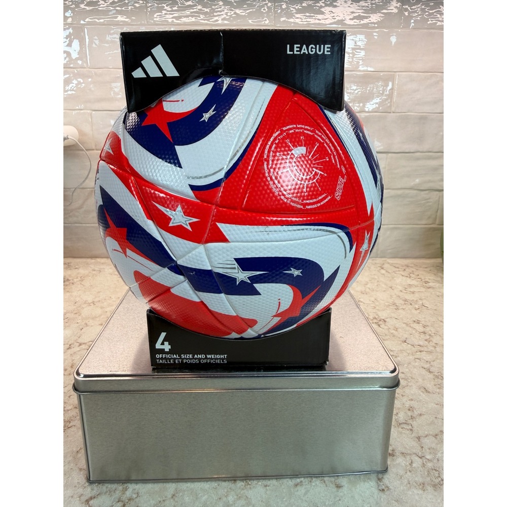 Adidas MLS League Soccer Ball Red White Blue Stars Official Size 4 Youth Soccer